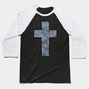 Blue Stone Cross Baseball T-Shirt